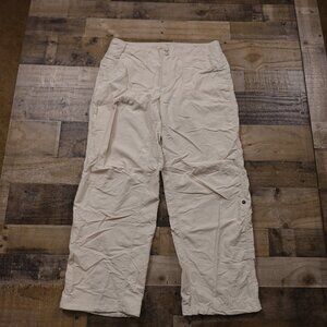 LL Bean hiking pants women's‎ 16 light khaki lightweight nylon roll up hems